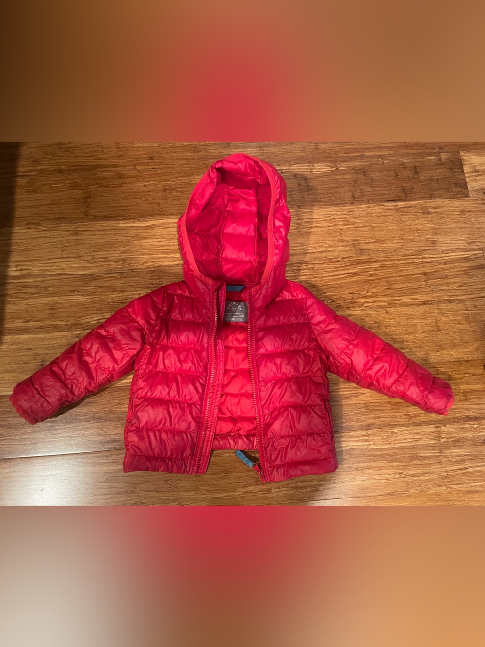 Primary Bright Red Quilted Hooded Puffer Jacket